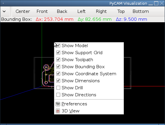 Screenshot of 3D View with Context Menu