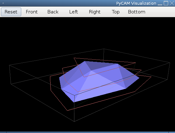 Screenshot of 3D view showing Contour (follow) strategy