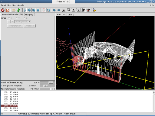 Screenshot of G-Code imported into LinuxCNC