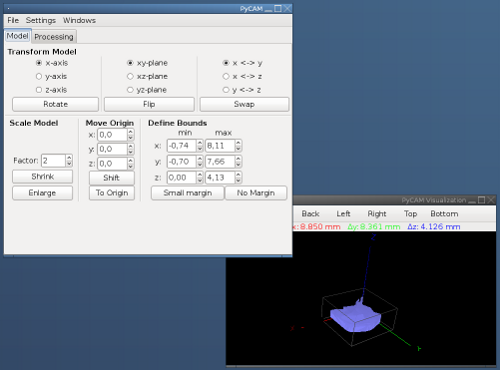 Screenshot of PyCAM at startup